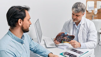 Un paciente en la consulta del hepatólogo (Shutterstock)