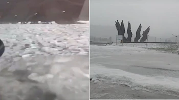 Se registró una fuerte granizada en la carretera México - Toluca (Captura redes sociales)