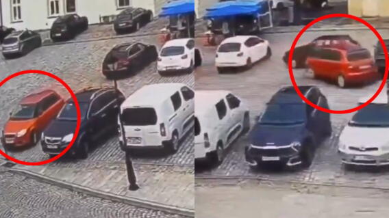 mujer mayor chocó varios carros en un parquedaero.jpg
